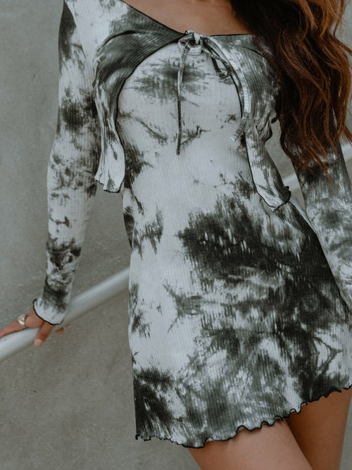 Klänning & Kofta Set med Tie-Dye Mönster