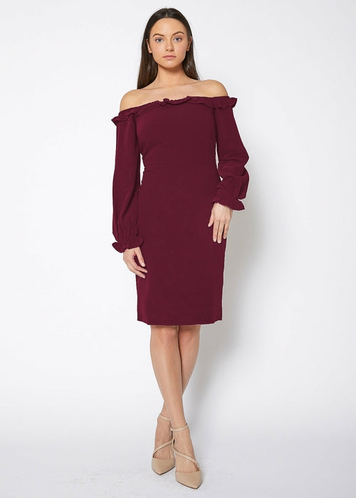 Röd Off Shoulder Bodycon Klänning