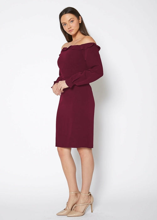 Röd Off Shoulder Bodycon Klänning